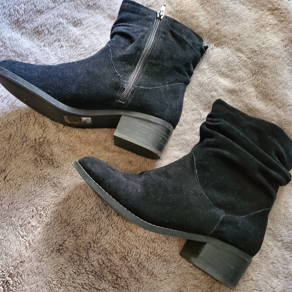 ALDO black suede short slouch boots